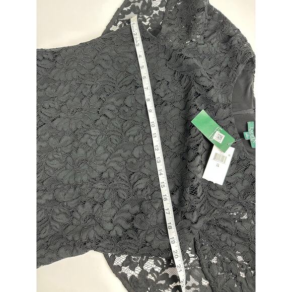 NWT Ralph Lauren LRL Size 14 Black Lace Overlay Capelet Midi Dress Cape Sheath - Picture 10 of 14